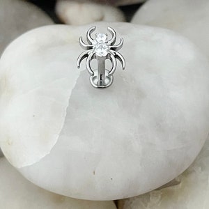ASTM F136 Titanium Spider Cubic Zirconia Gem Internally Threaded Labret ...