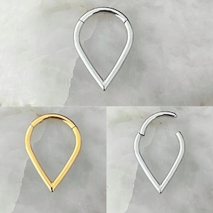 Wishbone V Shaped Hinged Septum Clicker Daith Rook Ear Ring 1.2mm 8mm