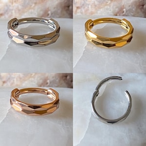 Double Stack Diamond Patterned Effect Hinged Septum Clicker Daith Rook Ear Ring 1.2mm 8mm - Choice of 3 Colours