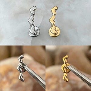 ASTM F136 Titanium Tiny Triple Heart Curved Labret Helix Conch Cartilage Tragus 1.2mm 6mm 8mm