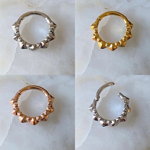 Pointed Spike Studded Beaded Effect  Hinged Septum Clicker Daith Rook Ring 1.2mm 8mm