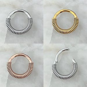 Coin Slot Twisted Barbed Wired Effect Hinged Septum Clicker Daith Rook Ear Ring 1.2mm 8mm