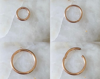 Plain Rose Gold Hinged Clicker Septum Daith Rook Ear Ring 1.2mm - 5mm/6mm/7mm/8mm/9mm