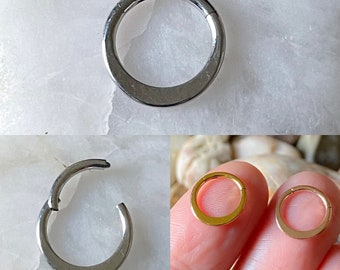 Slightly Front Drop Effect Hinged Septum Clicker Daith Rook Ear Ring 1.2mm 8mm - Choice of 3 Colours