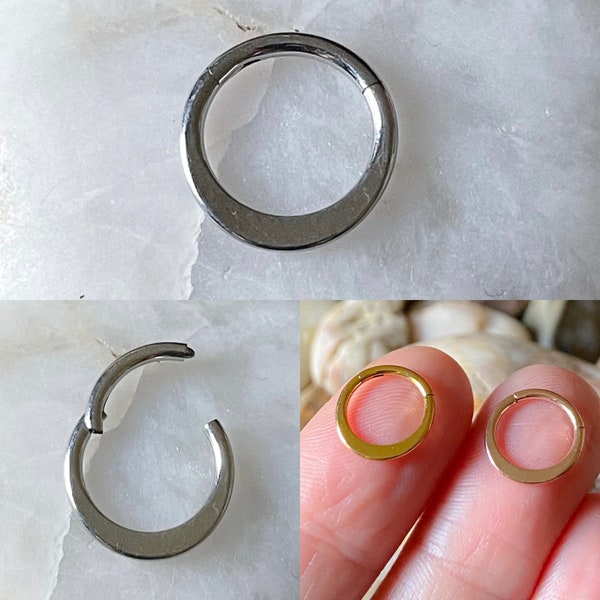 Slightly Front Drop Effect Hinged Septum Clicker Daith Rook Ear Ring 1.2mm 8mm - Choice of 3 Colours