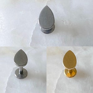 ASTM F136 Titanium Teardop Waterdrop Internally Threaded Labret Tragus Monroe Cartilage Stud 1.2mm 6/8mm