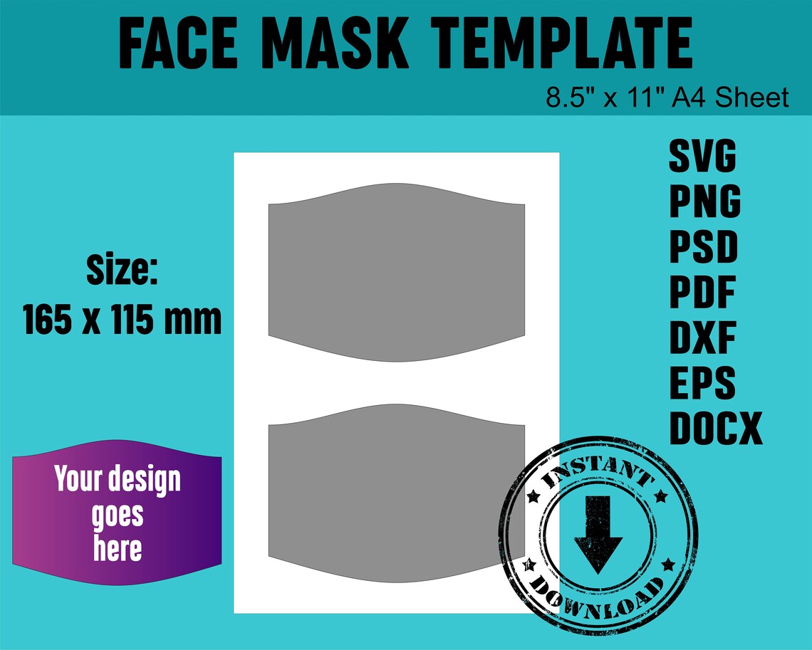 Face Mask Template 16.5 X 11.5 Cm Face Mask Blank | Etsy
