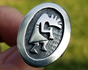 Vintage Hopi DARREN SEWEYESTEWA Sterling Silver Inlay Cuff 