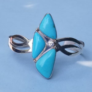 Jay King Turquoise and CZ Sterling Silver Cuff Bracelet. DTR Desert Rose Trading Sterling Silver Turquoise Cuff Bracelet. Mine Finds Cuff.