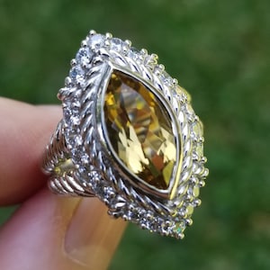 Judith Ripka Citrine Sterling Silver Ring Size 6, Size 5 3/4