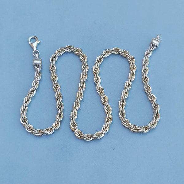 18 Inch Heavy Twisted Rope 5mm 925 Sterling Silver Chain Necklace. Mens Unisex 925 Sterling Silver Twisted Rope Chain Necklace 18 Inches