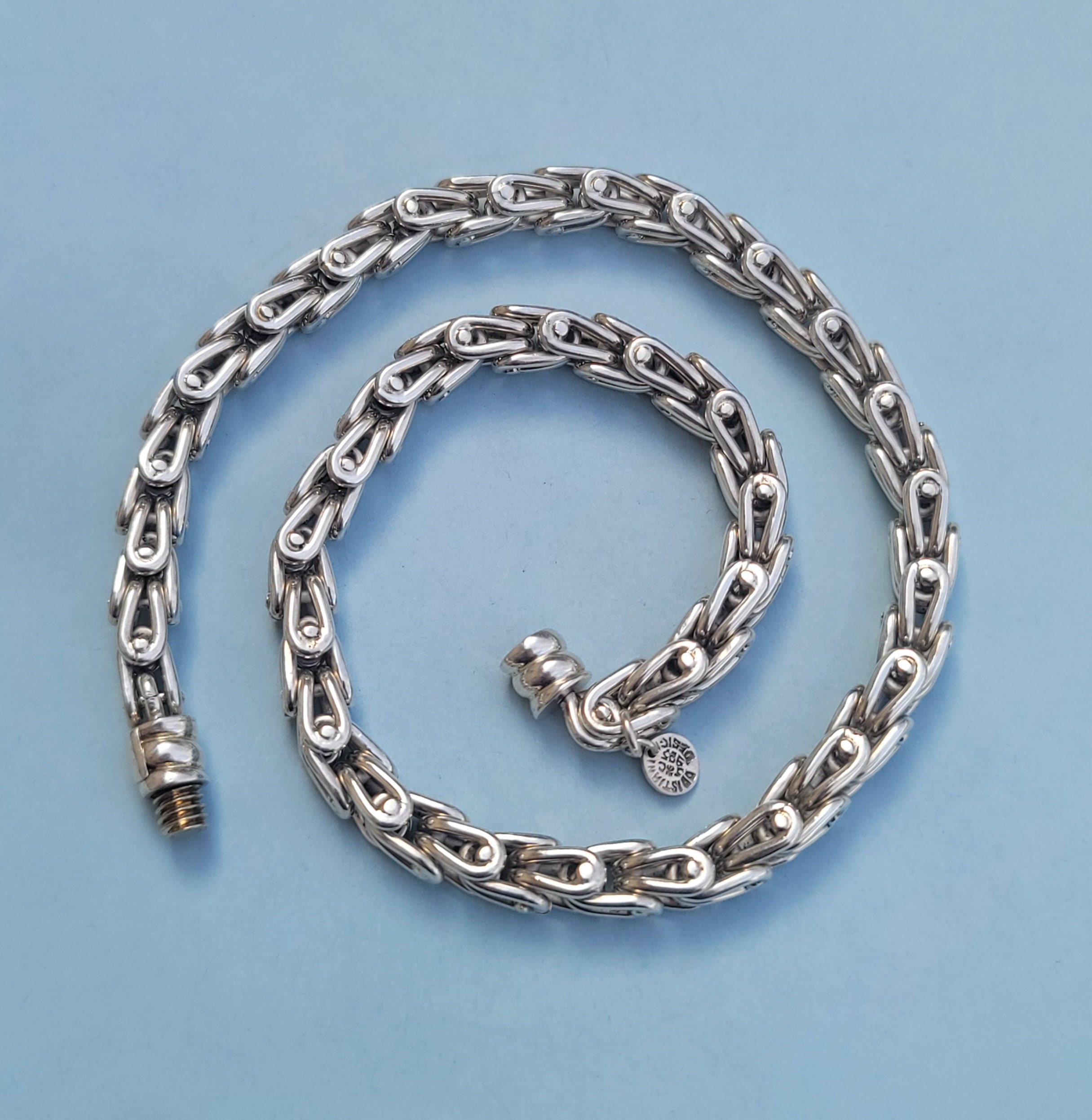 156 Grams Taxco Very Heavy Pinched Loop Link 925 Sterling