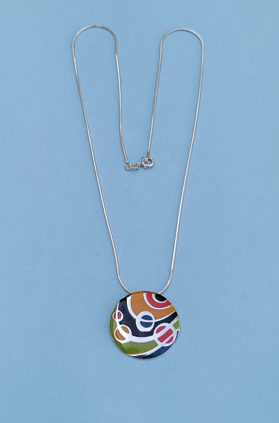 Multi Color Enamel Groovy Mod 925 Sterling Silver… - image 7