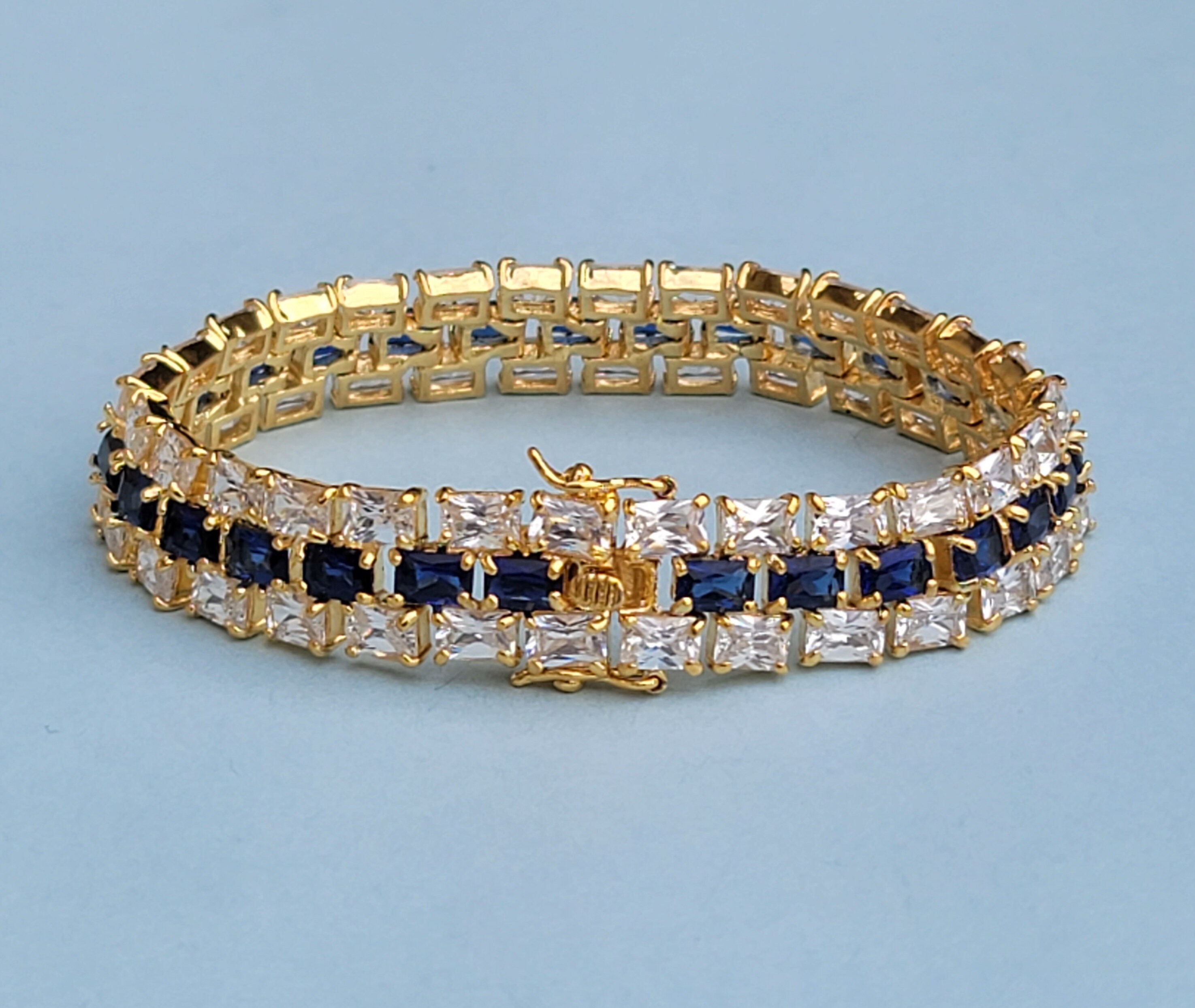 Suzanne Somers Triple Row CZ 925 Sterling Silver Bracelet 8
