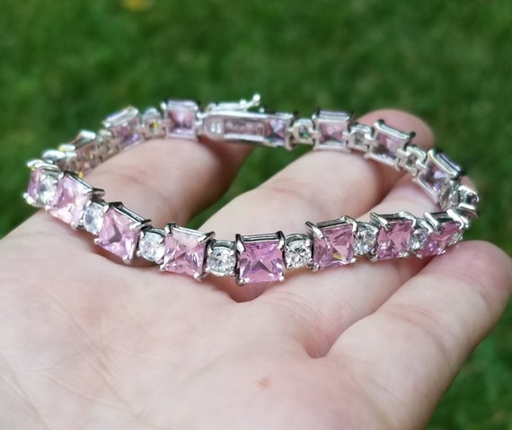 Pink cubic sale zirconia bracelet