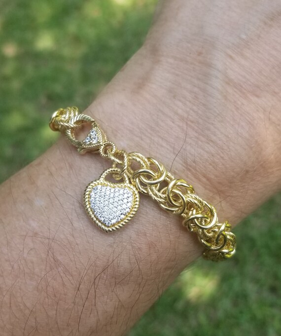 Judith Ripka CZ Heart Charm Gold 