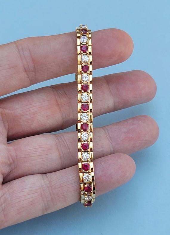 Ross Simons Lab Ruby CZ Cubic Zirconia Gold Verme… - image 3