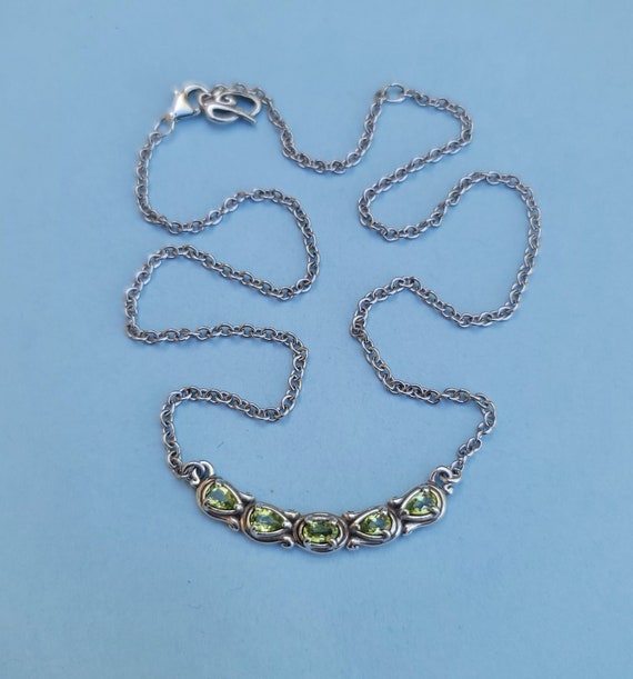 Carolyn Pollack Peridot 925 Sterling Silver Adjustable Necklace 16