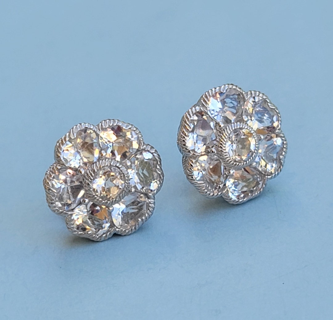 Judith Ripka Flower CZ Sterling Silver Earrings With Heart Czs. Judith ...