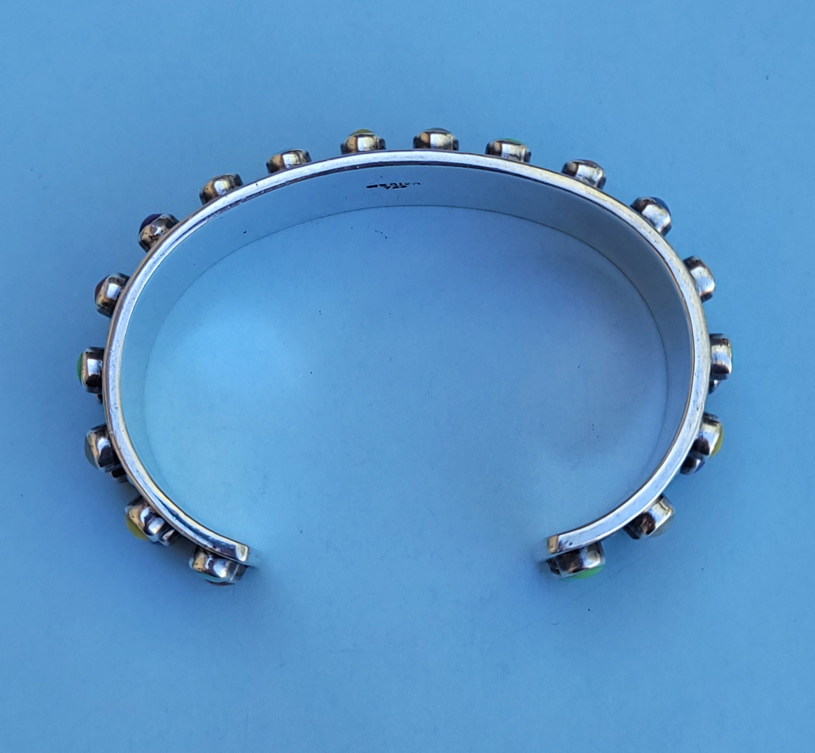 Multi Stone Heavy Artisan Crafted Mexico 925 Sterling Silver Multi Stone Heavy Artisan Crafted Mexico 925 Sterling Silver