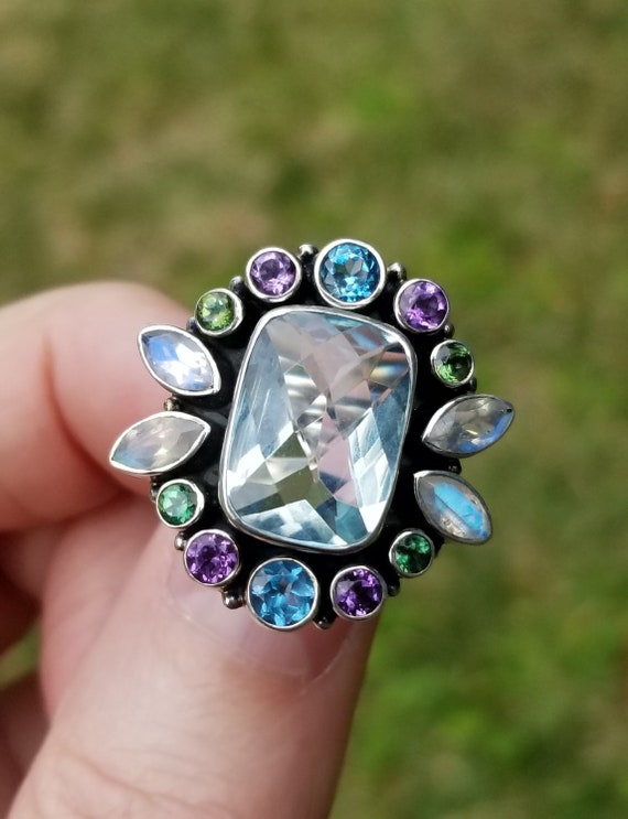Nicky Butler Quartz Moonstone Amethyst Blue Topaz Chrome