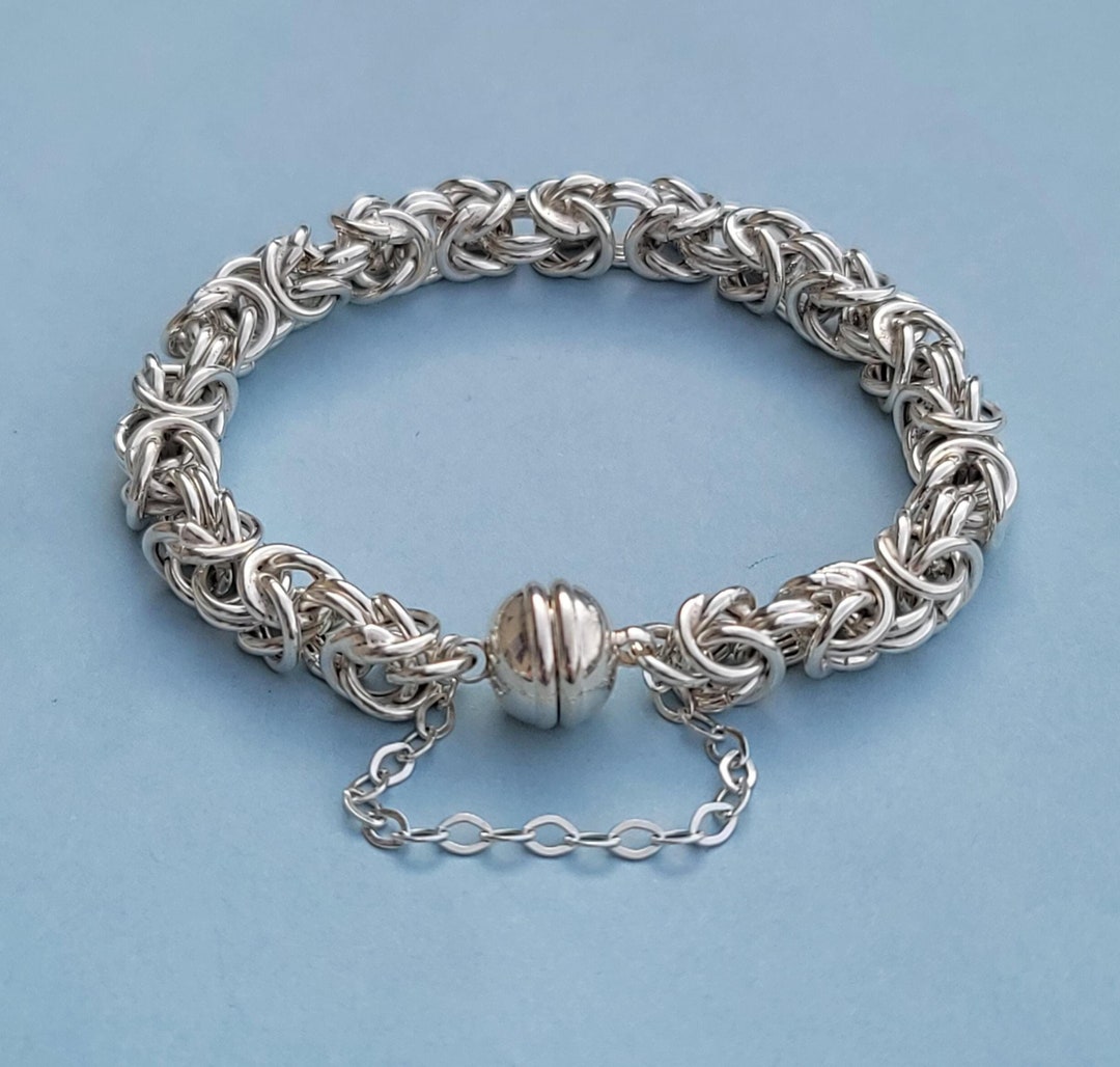 Ultra Fine 950 Sterling Silver Byzantine Chain Bracelet for Small