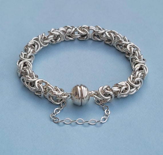Ultra Fine 950 Sterling Silver Byzantine Chain Bracelet for Small Petite Wrist, 6 3/8" Wearable Length.