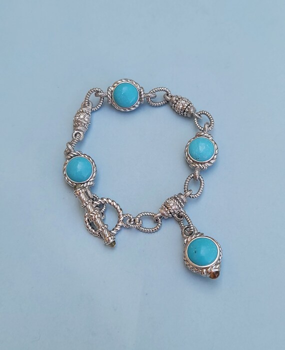 Judith Ripka Turquoise CZ Cubic Zirconia 925 Sterling Silver Link