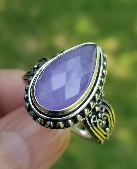 Suarti Purple Jade Checkerboard Faceted Sterling S