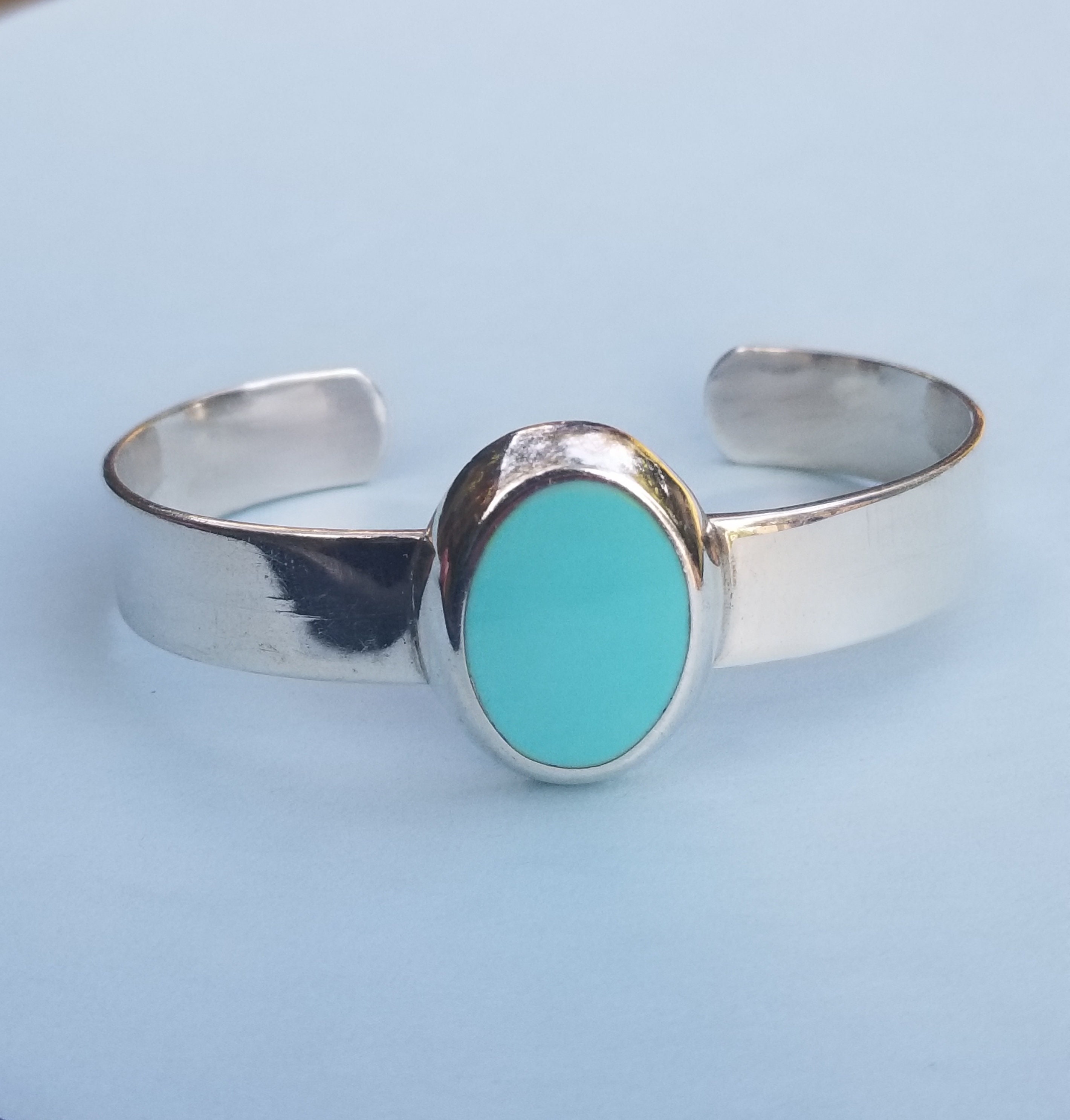 Mexico Turquoise Sterling Silver Cuff Bracelet. Mexican - Etsy