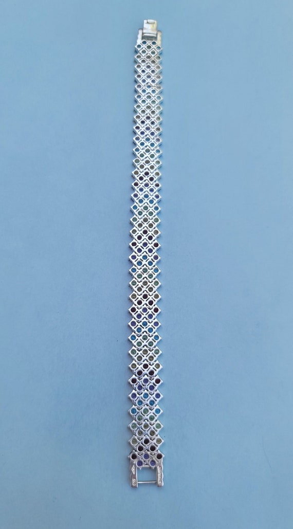 Multi Gemstone Chevron Pattern 925 Sterling Silve… - image 10