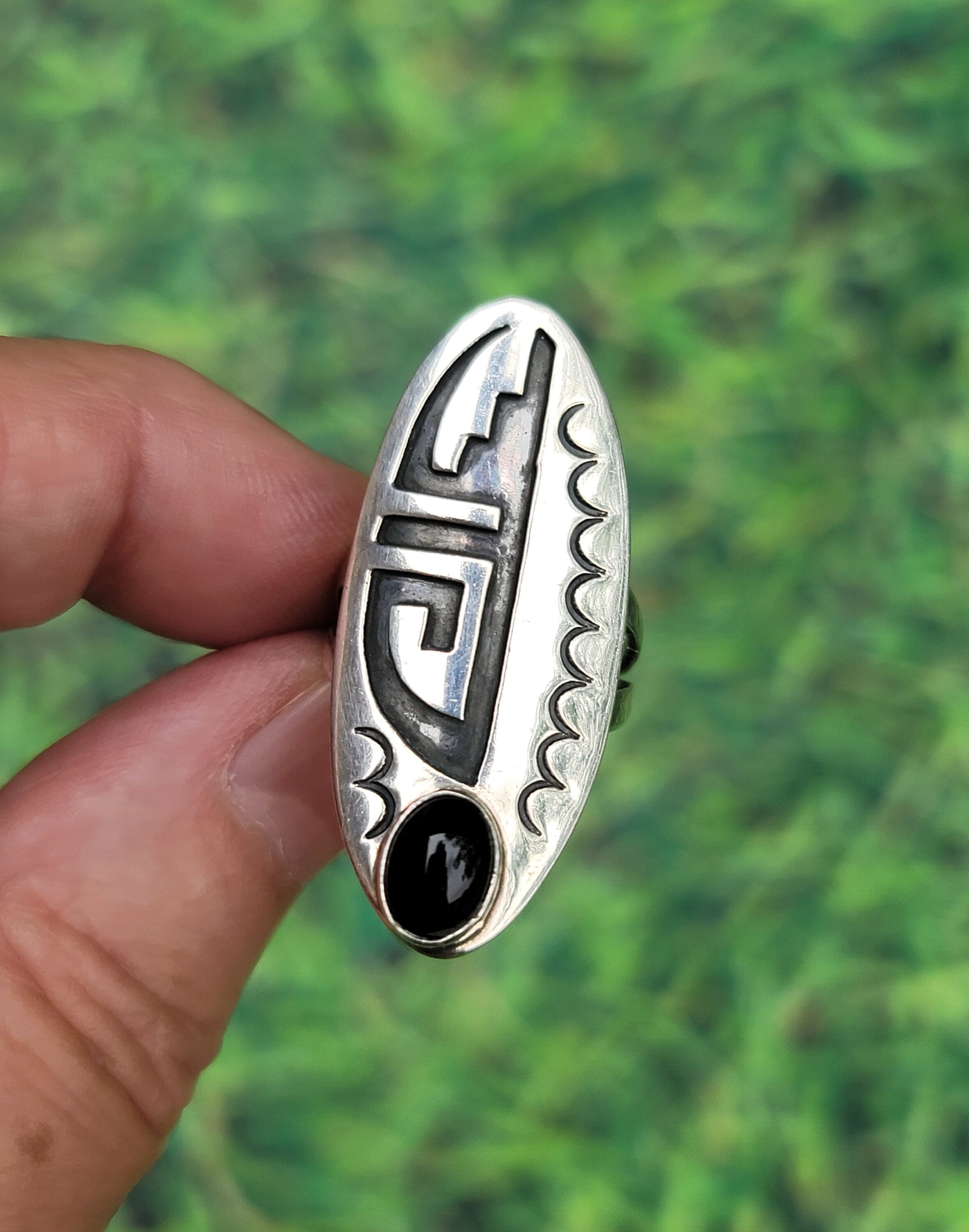 Grand Native American Navajo Agate Sterling Silver Huge Ring Grand Native American Navajo Agate Sterling Silver Huge Ring