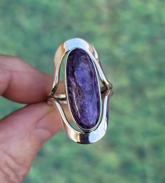 Artisan Crafted Charoite 925 Sterling Silver Ring 