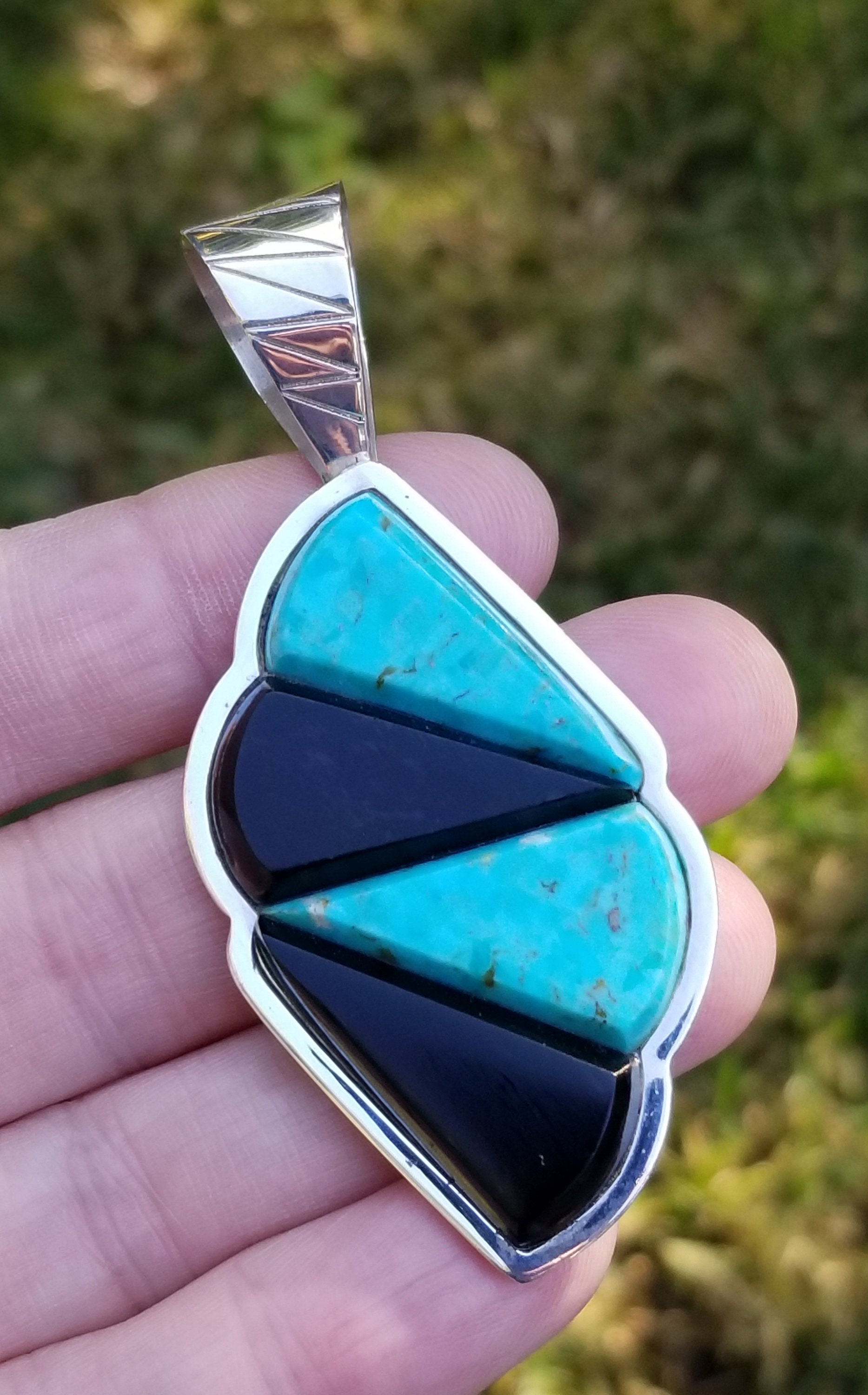 Large Jay King Turquoise and Black Onyx 925 Sterling Silver