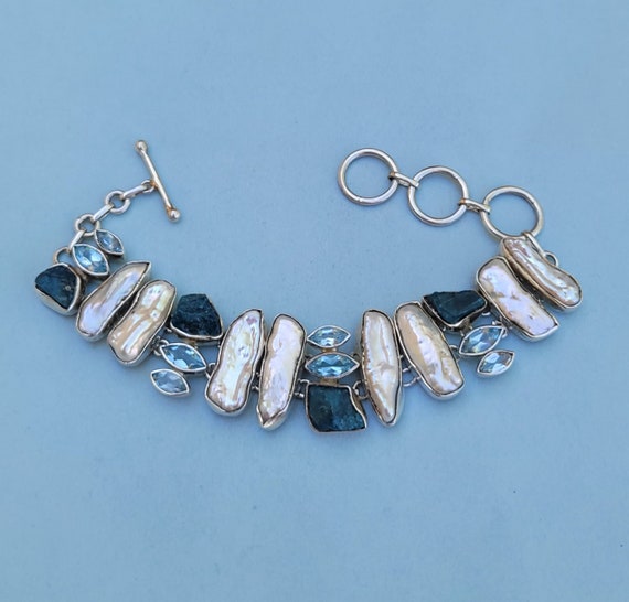 Multi Gemstone 925 Sterling Silver Adjustable Bra… - image 1