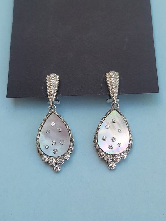 Judith Ripka Mother of Pearl CZ 925 Sterling Silver Dangle Drop