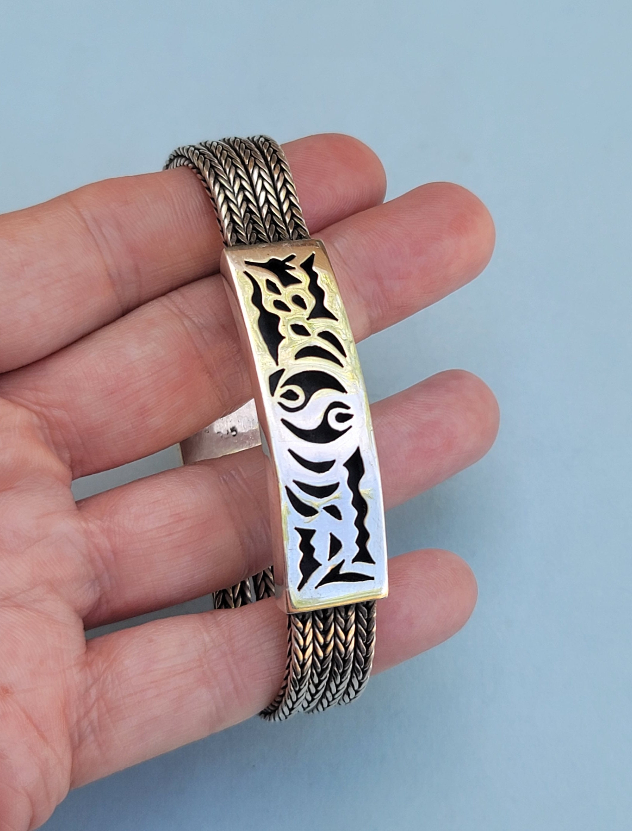 54.70 Grams Heavy Ornate Woven 925 Sterling Silver Bracelet 54.70 Grams Heavy Ornate Woven 925 Sterling Silver Bracelet