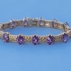 Marquise Amethyst Gold Vermeil 925 Sterling Silver Bracelet 7 Inches. Ross Simons Amethyst Gemstone Gold Clad 925 Sterling Silver Bracelet