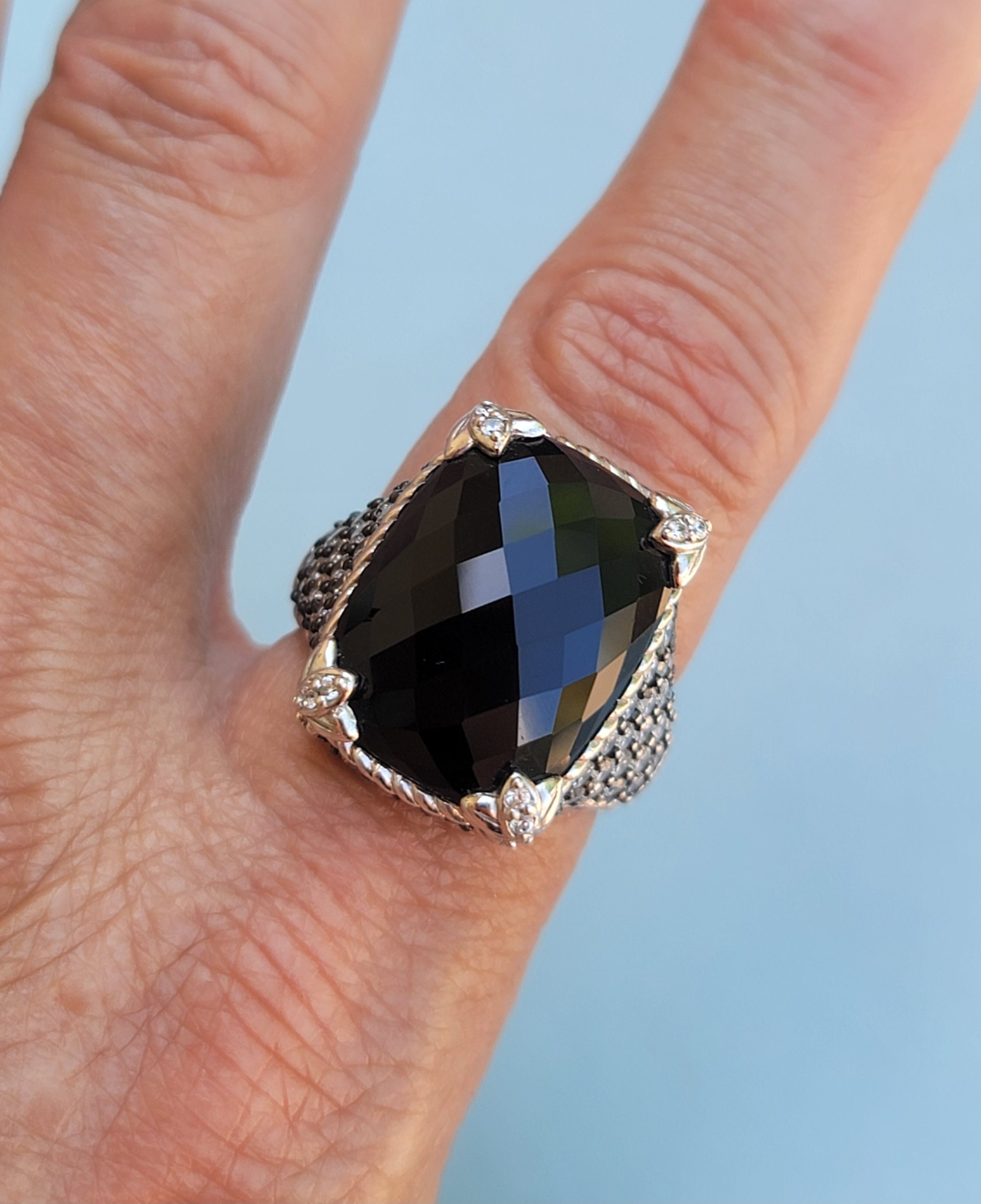 925 Sterling Silver Judith Ripka Design Garnet Stackable