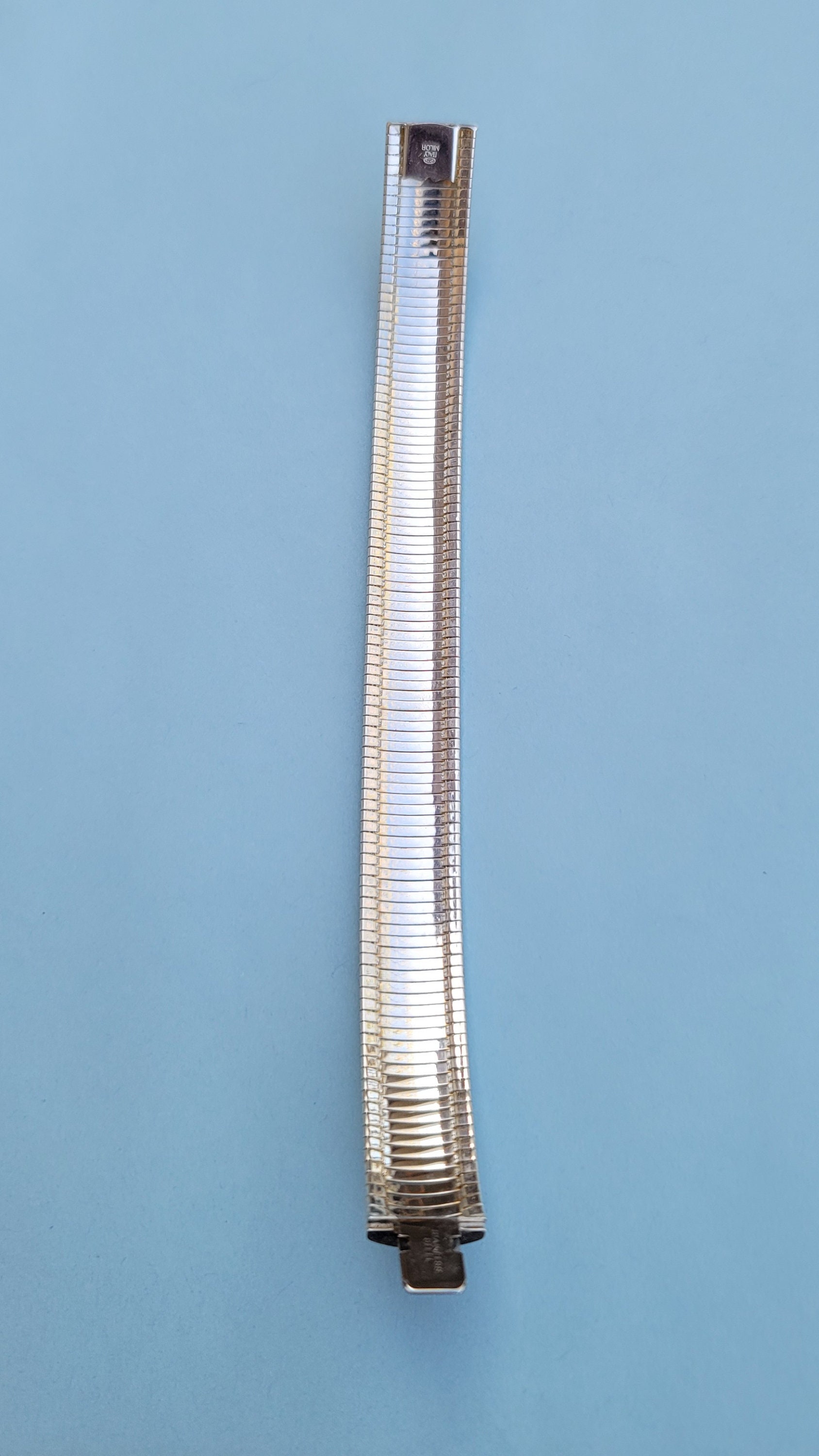 Zebra Cubetto 925 Sterling Silver Domed Flexible Bracelet 7