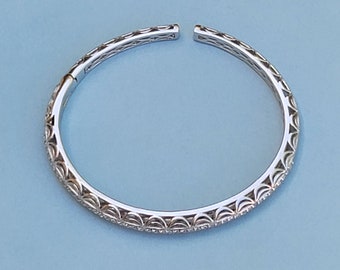 Tacori IV CZ Cubic Zirconia 925 Sterling Silver Hinged Cuff Bracelet 1/4