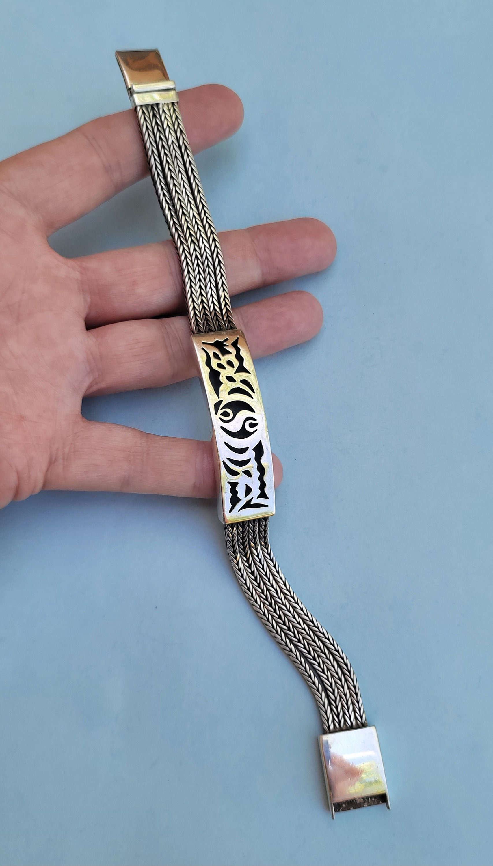 54.70 Grams Heavy Ornate Woven 925 Sterling Silver Bracelet 54.70 Grams Heavy Ornate Woven 925 Sterling Silver Bracelet