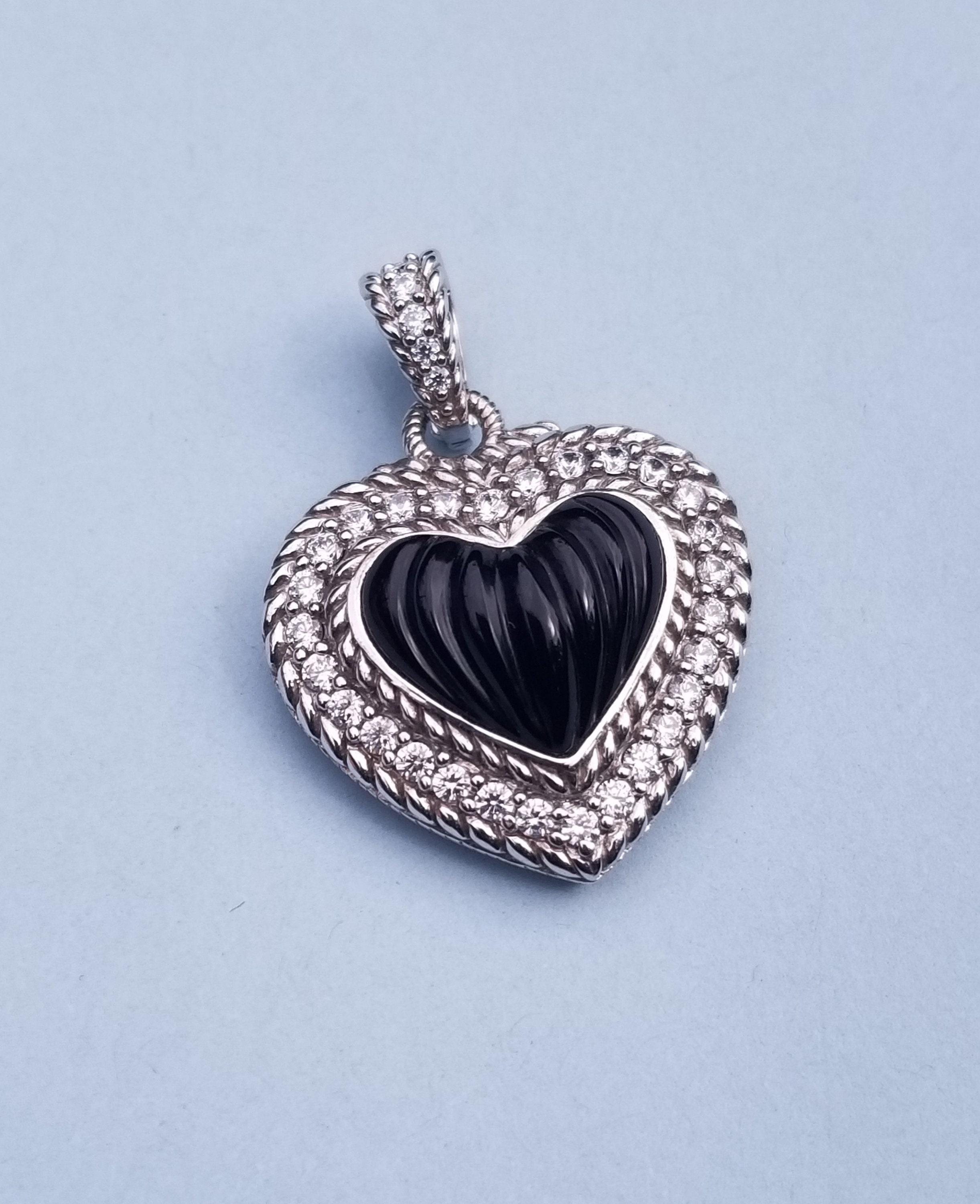 Judith Ripka CZ and Carved Black Onyx 