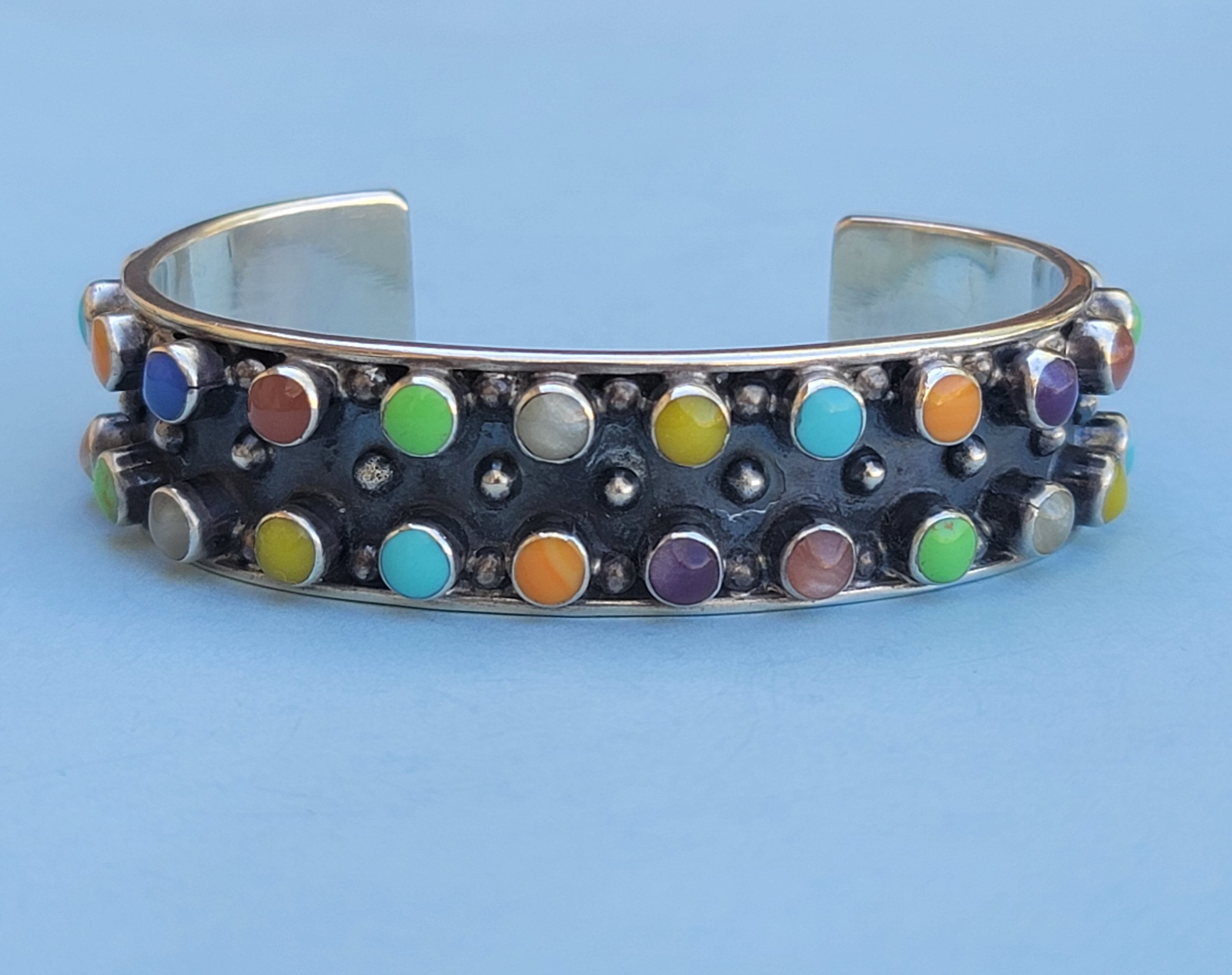 Multi Stone Heavy Artisan Crafted Mexico 925 Sterling Silver Multi Stone Heavy Artisan Crafted Mexico 925 Sterling Silver