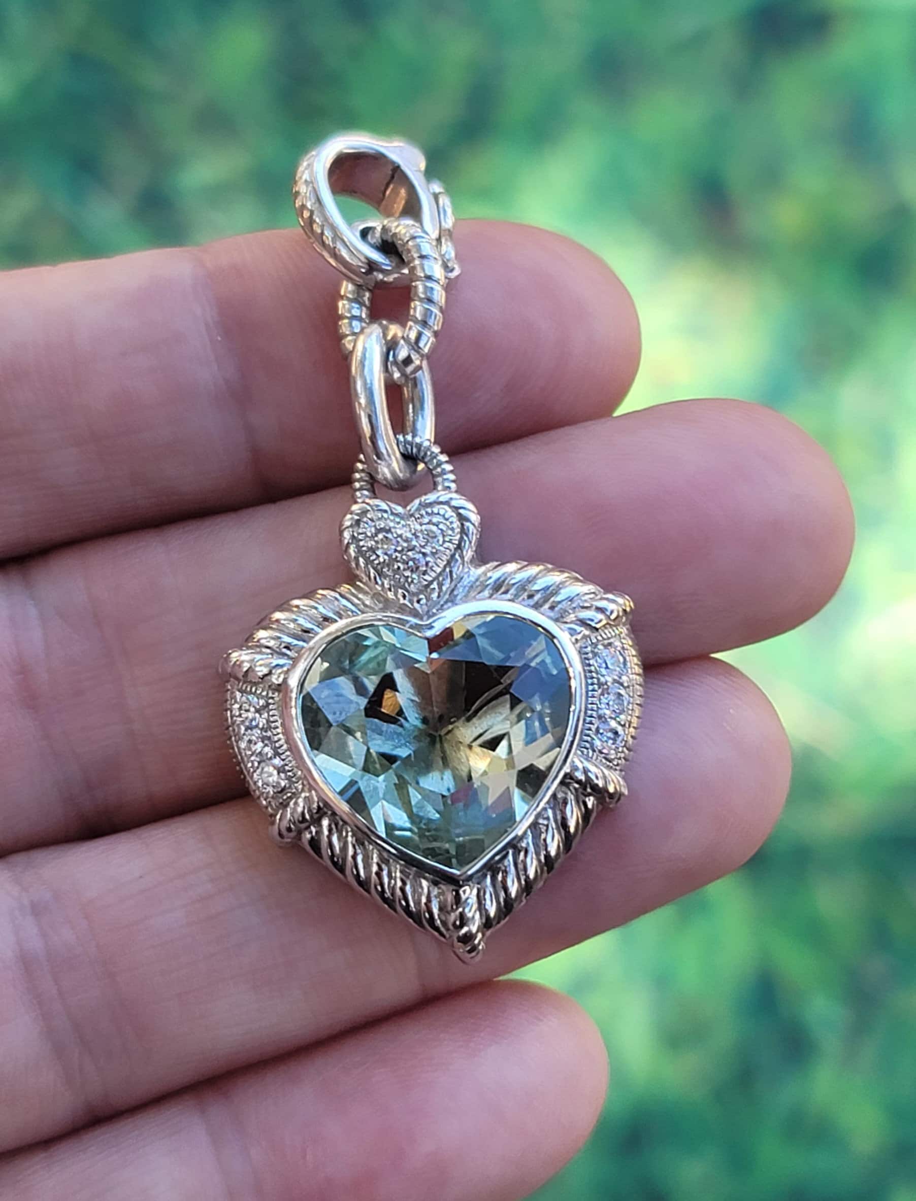 Judith Ripka Prasiolite Heart CZ 925 Sterling Silver Enhancer