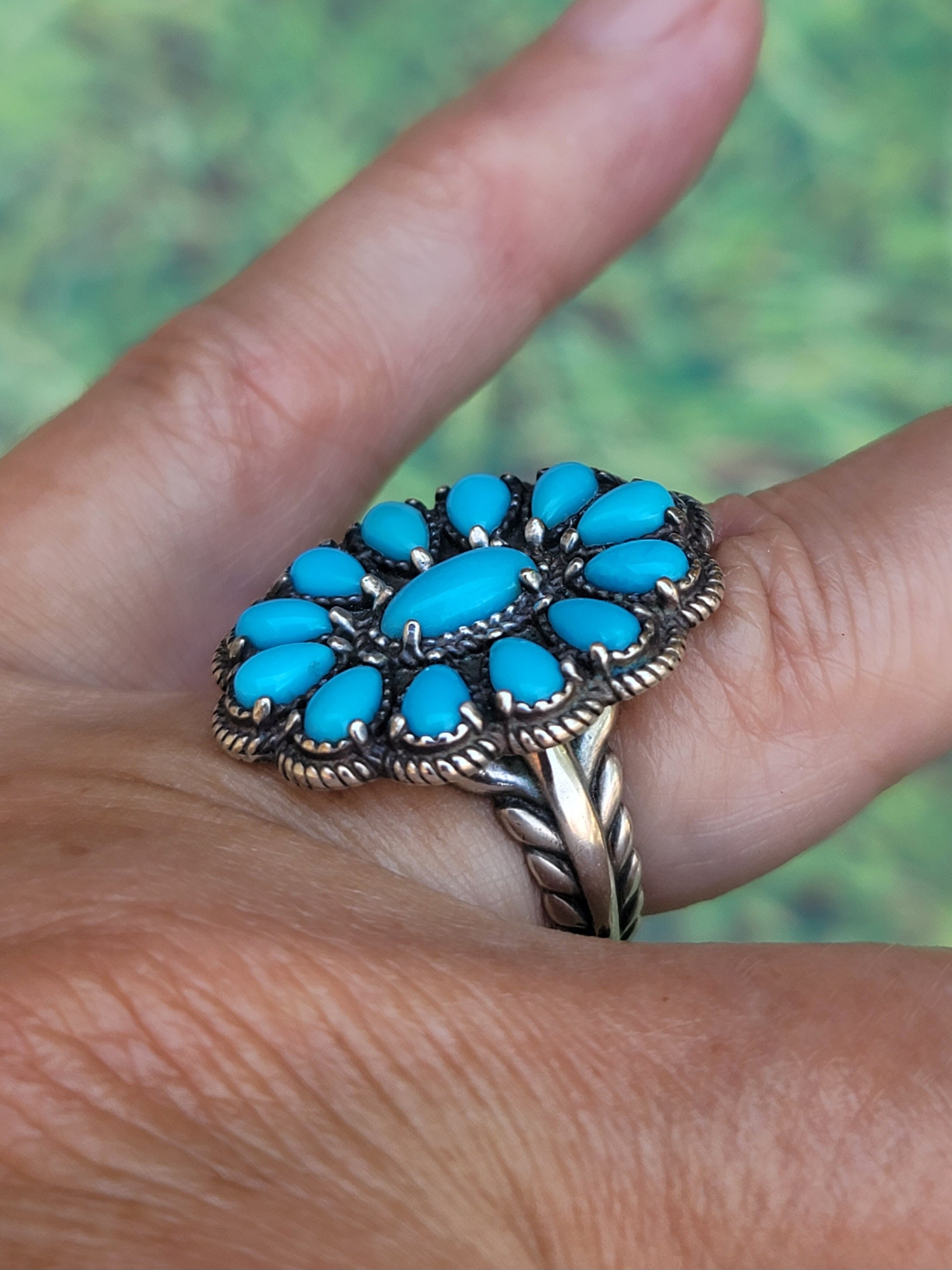 Carolyn Pollack Sleeping Beauty Turquoise 925 Sterling Silver Cluster Ring Size 6. Relios American West Sleeping Beauty Turquoise 925 Ring Etsy