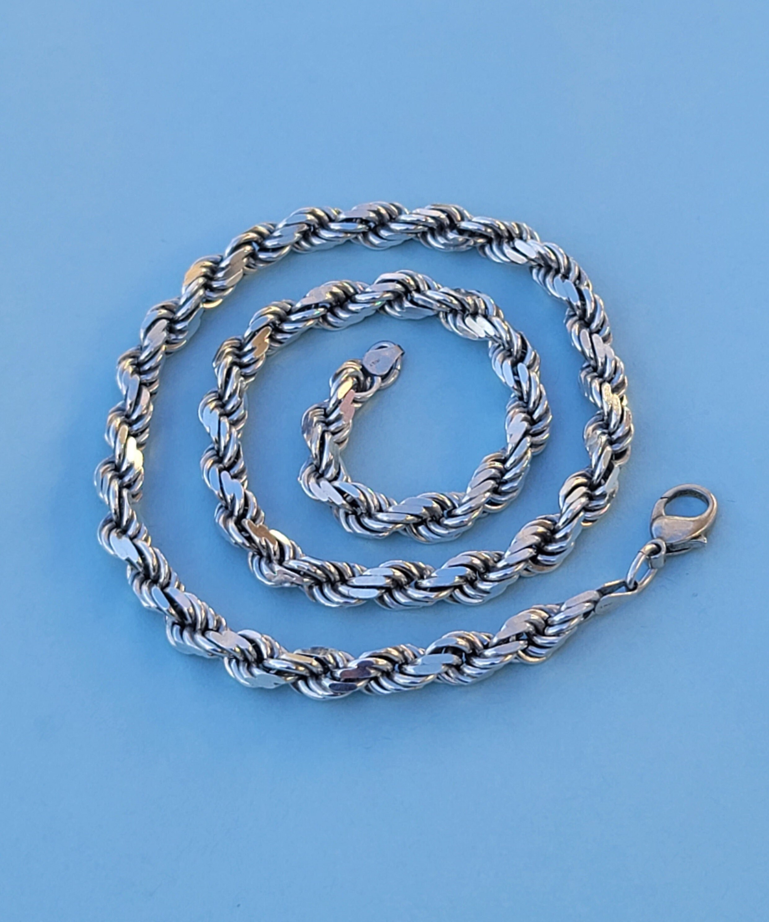 Sterling Silver Hollow Spiral Rope Chain 8mm Pure 925 Italy Men's Wide Necklace 24 inch Jewelry Female, Size: One Size