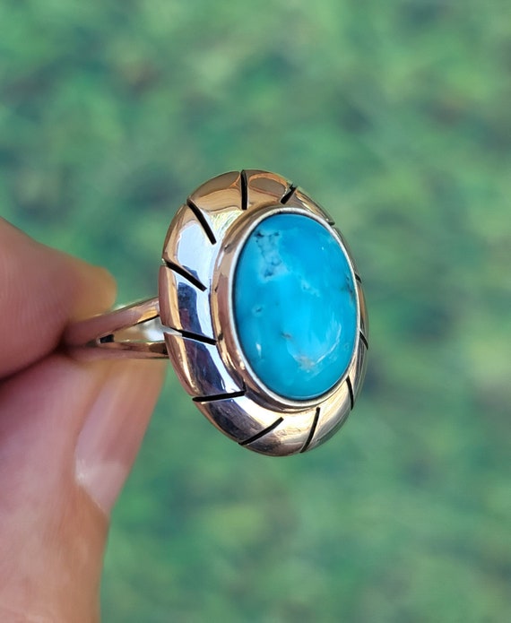 Artisan Crafted Turquoise 925 Sterling Silver Rin… - image 1