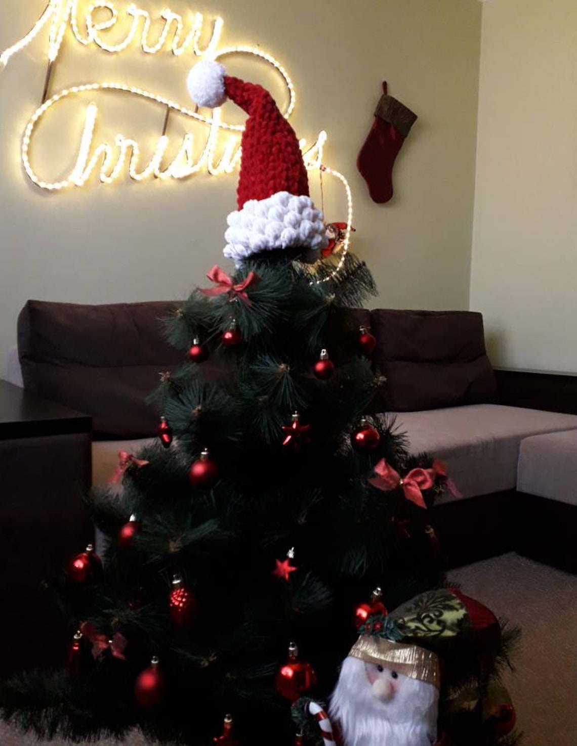 Christmas Tree Topper Santa Hat Etsy