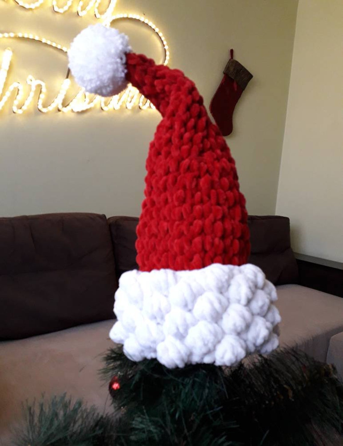 Christmas Tree Topper Santa Hat Etsy
